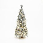 4.5Ft Pre-Lit Snow Flocked Slender Fir Artificial Christmas Tree