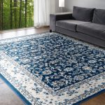 Anmie Oriental Dark Blue/Cream Area Rug