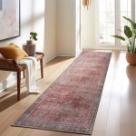 Labarbera Machine Washable Red/Gray Non-Slip Backing Area Rug