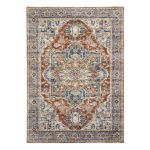 Oriental Inspired Vintage Machine Washable Area Rug with Non-Slip Backing for High Traffic Area, Living Room, Bed Room, Kitchen, Hallway Runner, Entryway Rug