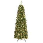 Prelit Slim Pencil Christmas Tree, Warm White LED Lights, Full Branch Tips