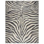 Samira Zebra Black Ivory Cream Modern Animal Print Washable Flat Pile Indoor Area Rug