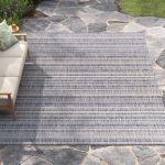 Valentin Striped Blue/Charcoal Indoor/Outdoor Area Rug
